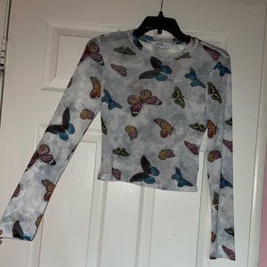 NWT Butterfly Sheer Top